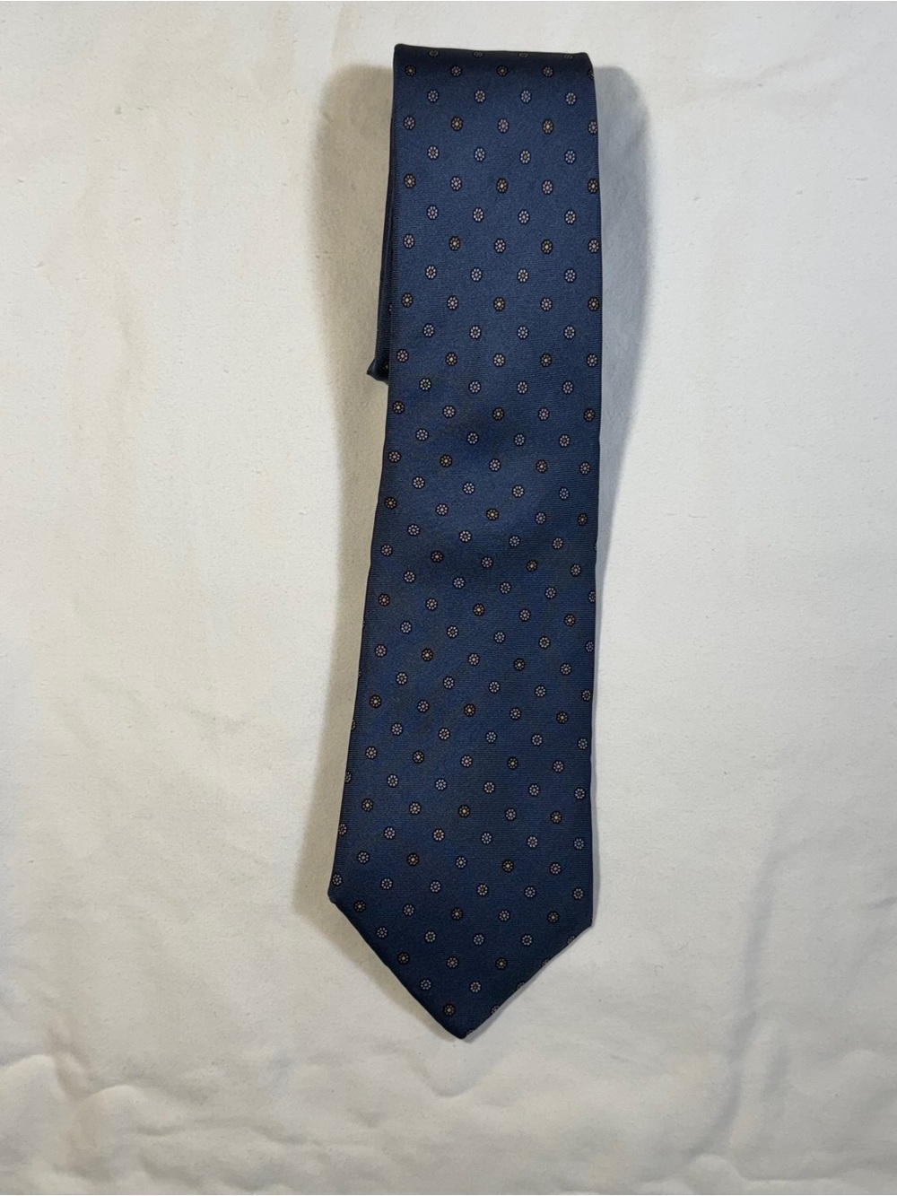 DIOR Classic Navy Blue Men's Tie with Micro Dot Pattern